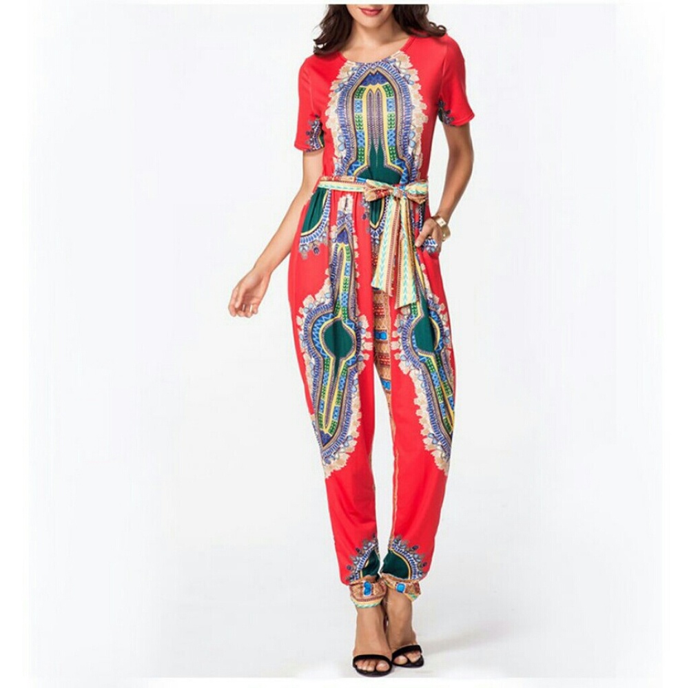 Dashiki Print Jumpsuit
